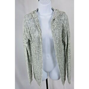 Womans Arizona Jeans Co Hooded Sweater 100% Acrylic Open Work Size Large